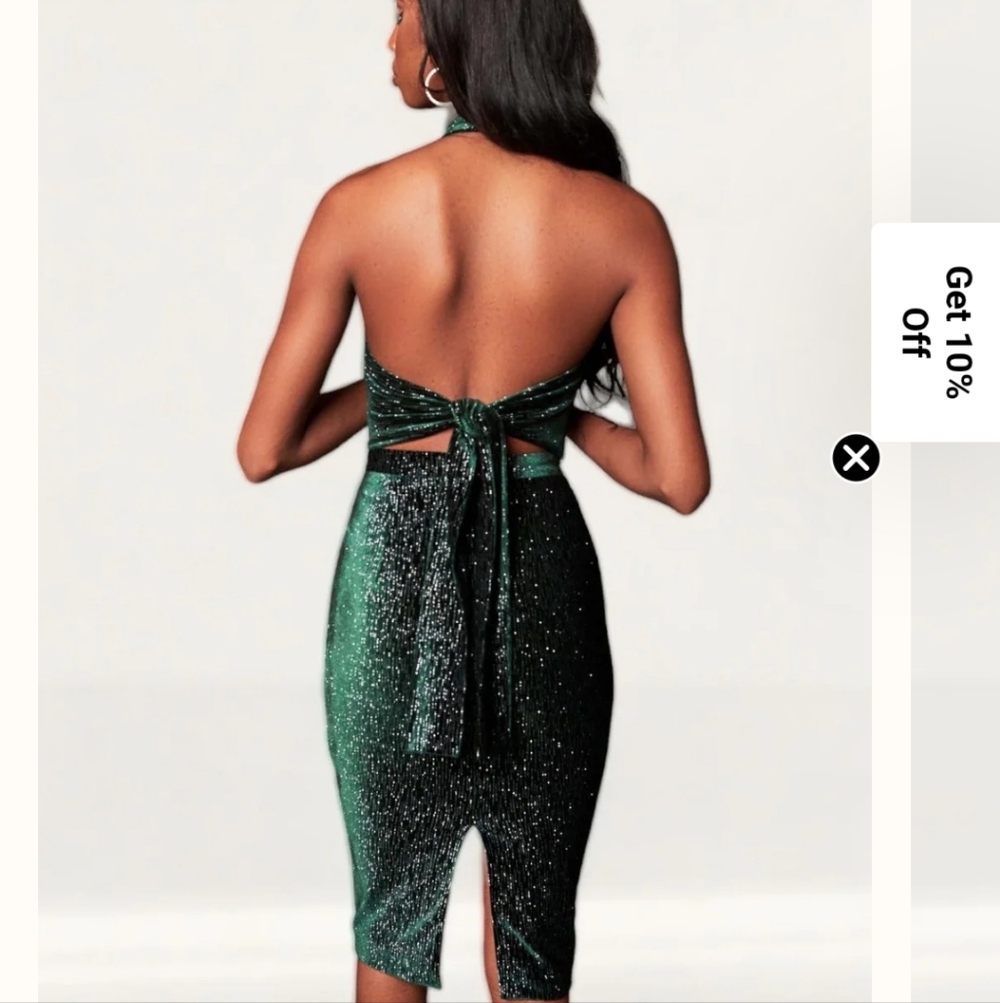 Lavish Alice Shimmering Green Midi Dress - Picture 2 of 16